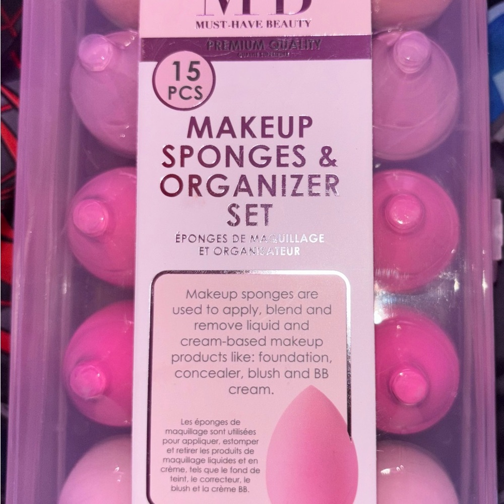 Pink Makeup Sponges & Organizer Set